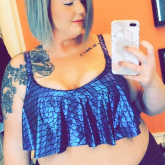 🆕🧜‍♀️ 2X Purple Iridescent Mermaid Wireless Bikini Top 2X 🧜‍♀️ - Picture 2 of 5